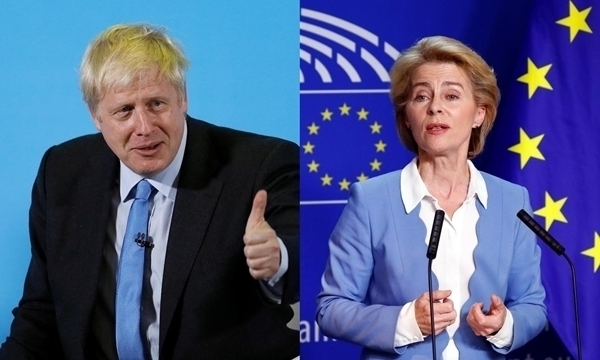 보리스 존슨 영국 총리(왼쪽)와 우르줄라 폰데어라이엔 EU 집행위원장(오른쪽) 사진=로이터