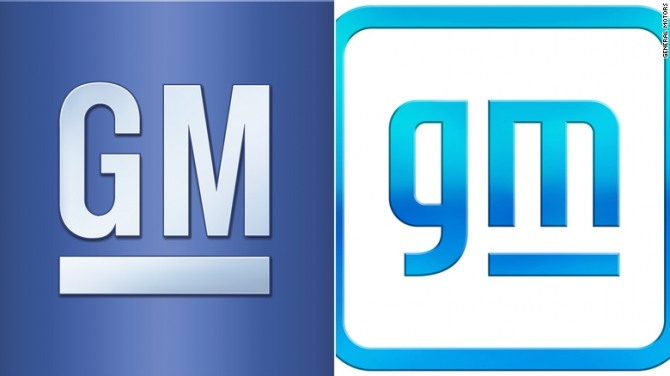 GM의 구 로고와 새 로고(오른쪽). 사진=GM