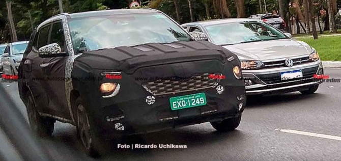 현대자동차 인도 전략형 스포츠유틸리티차량(SUV) 모델 크레타의 위장막 주행이 브라질에서 포착됐다. 사진=Autos Segredos