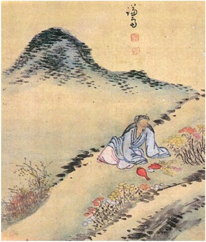 정선 '꽃 아래서 취해', 18세기, 비단에 채색, 고려대학교 박물관.