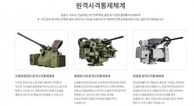 한화디펜스는 다양한 원격사격통제체계(RCWS) 기술을 보유하고 있다. 사진=한화디펜스