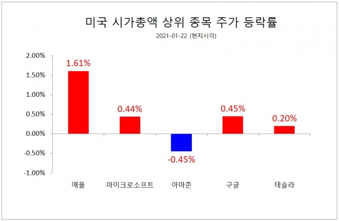 시가총액 상위 5대 종목 등락 현황