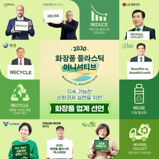 주요 뷰티업체들은 플라스틱 쓰레기 줄이기를 위해 '2030 화장품 플라스틱 이니셔티브를 선언했다. 사진=대한화장품협회