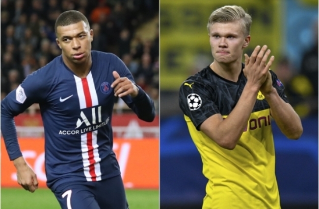 차세대 축구계를 짊어질 메시와 호날두의 후계자로 손꼽히는 파리 생제르맹(PSG) 공격수 킬리안 음바페(왼쪽)과 도르트문트 공격수 엘링 홀란드(오른쪽).