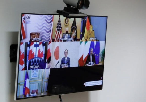 G7 화상회의 모습. 사진=로이터