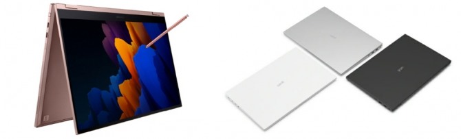 삼성전자 '갤럭시북 플렉스2'(왼쪽), LG전자 'LG그램 16'