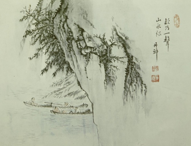 김홍도‘애내일성도(欸乃一聲圖)’, 18세기, 종이에 담채, 부산시립박물관