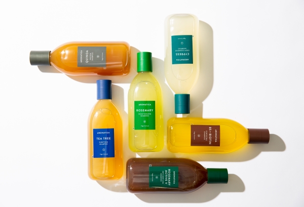 아로마티카는 헤어케어 전 제품을 투명병으로 교체했다. 사진=아로마티카