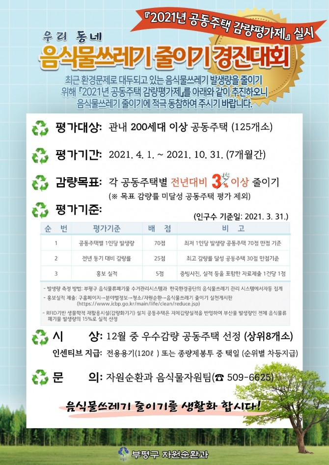 음식물쓰레기 줄이기 경진대회 안내   (사진=부평구제공)