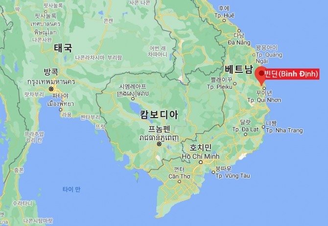 베트남 빈딘(Bình Định) 지역 위치도. 자료=구글맵 기반 그래픽 처리 