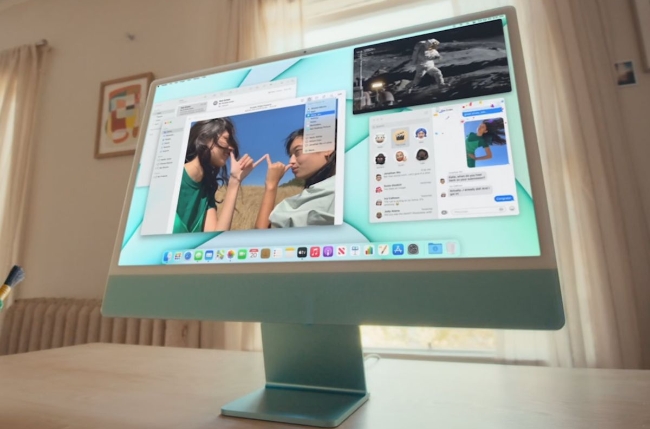 사진은 애플이 현지시각 20일 화상을 통해 발표한 신형 iMac M1의 모습.