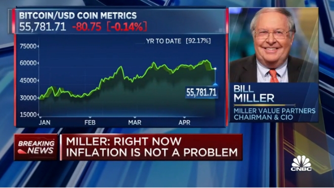 미국 경제 방송 CNBC와 인터뷰중인 밀러밸류파트너스의 창업자이자 최고투자책임자인 빌 밀러(Bill Miller) 사진=CNBC 화면 갈무리