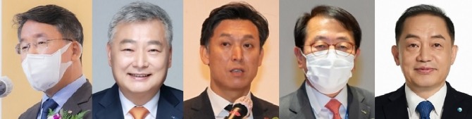 발전5사 사장. 왼쪽부터 남부발전 이승우, 남동발전 김회천, 동서발전 김영문, 서부발전 박형덕, 중부발전 김호빈 사장.