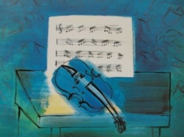 라울 뒤피 ‘푸른 바이올린(Le Violin Bleu)’, 20세기, 종이에 잉크, 구아슈, 수채, 개인소장.