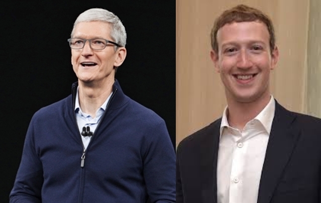 팀 쿡 애플 CEO(왼쪽), 마크 저커버그 페이스북 CEO