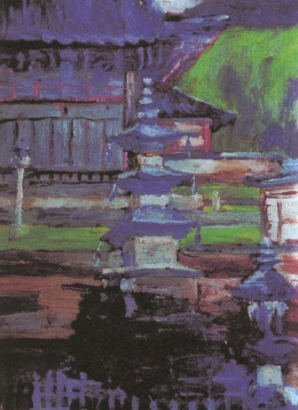 나혜석 ‘해인사 3층 석탑’, 20세기, 목판에 유채, 개인 소장.