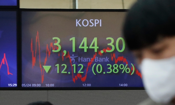 코스피가 24일 3140선으로 후퇴하며 추가하락가능성이 커지고 있다. 사진=뉴시스