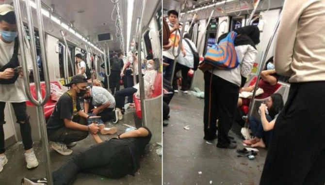 말레이시아 쿠알라룸푸르에서 경전철 2대의 충돌사고가 발생해 최소 200명이 부상을 입었다. 사진=Bernama 트위터