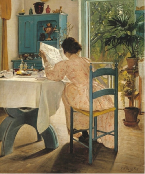 라우리츠 아네르센 링 ‘아침 식사 중에’, 19세기, 캔버스에 유채, 스웨덴 스톡홀름국립미술관.