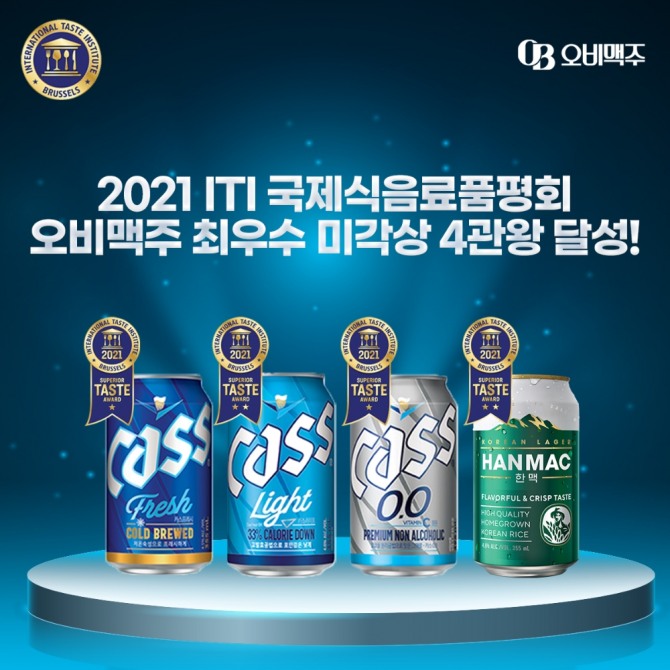 오비맥주의 대표 맥주들이 벨기에 국제식음료품평회에서 4관왕을 달성했다. 사진=오비맥주