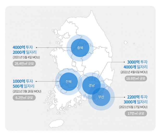 쿠팡의 2021년 물류센터 투자현황. 사진=쿠팡