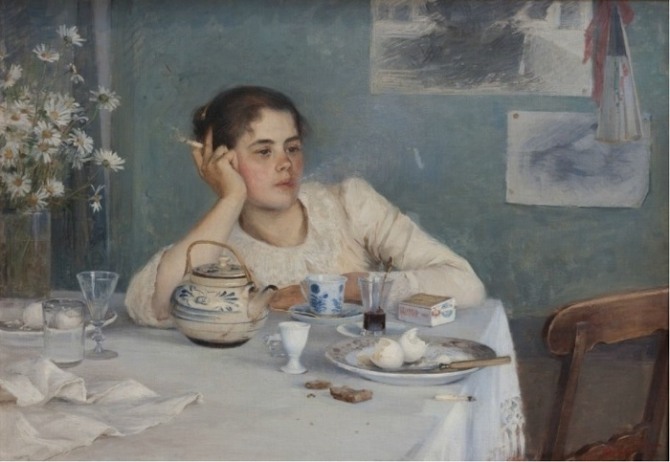 엘린 다니엘손 감보기 ‘아침 식사 후’, 19세기, 캔버스에 유채, 개인 소장.