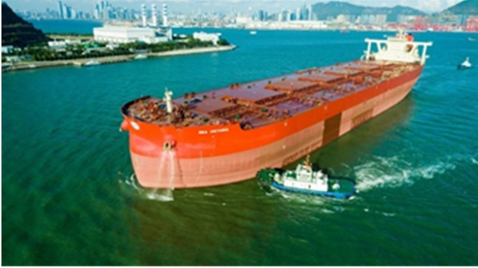 공기윤활시스템을 장착한 철광석 전용선 씨 빅토리아호는 이미 중국에서 브라질로 출항, 8월 중에 브라질에 도착할 것으로 알려졌다. 사진=발레
