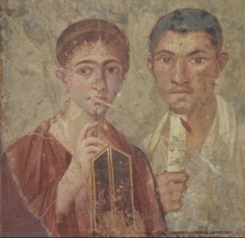 작자 미상 ‘테렌티우스 네오 부부의 초상’, 프레스코, 1세기경, 이탈리아, 나폴리국립고고학박물관.