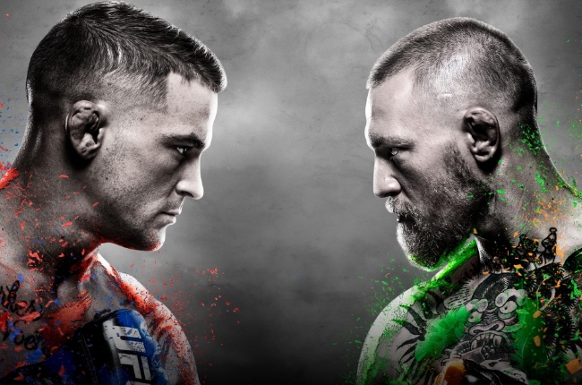 위 사진은 UFC 257 더스틴 포이리에(Dustin Poirier)와 코너 맥그리거(Conor McGregor)의 경기 포스터.
