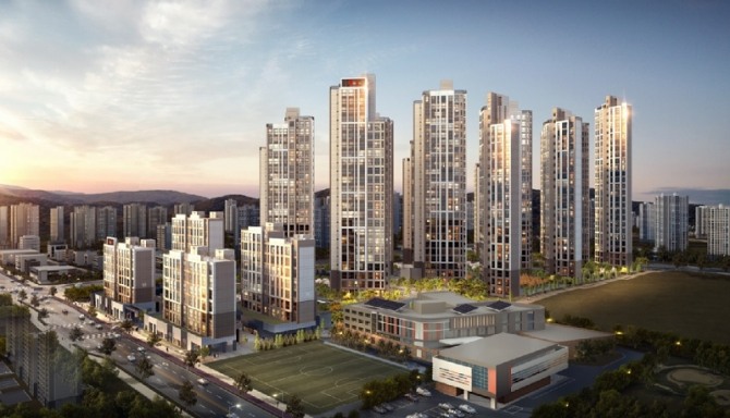 라인건설 충남 '내포신도시 이지더원(EG the1) 3차'의 투시도. 사진=라인건설