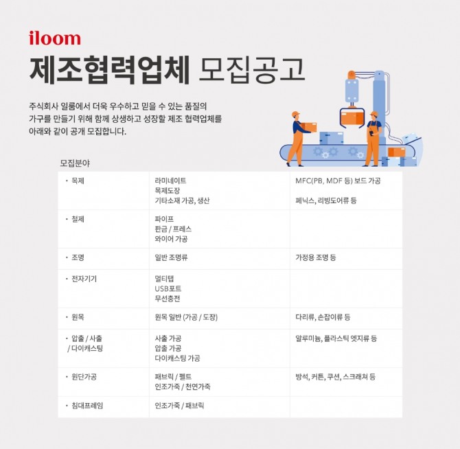 일룸은 오는 8월 18일까지 제조 협력업체를 공개 모집한다. 사진=일룸