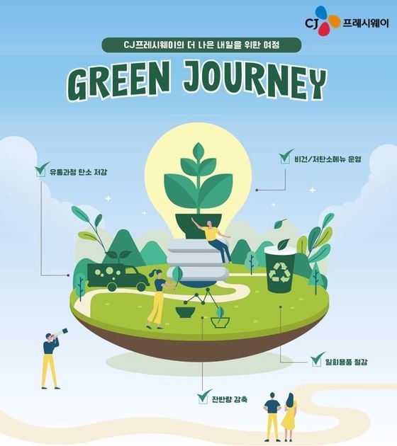 CJ그룹 식자재 유통·단체급식 전문기업 CJ프레시웨이가 ESG 활동 일환으로 비건메뉴를 개발하고 배송을 효율화하는 등 '그린 저니'(Green Journey) 캠페인을 벌인다.