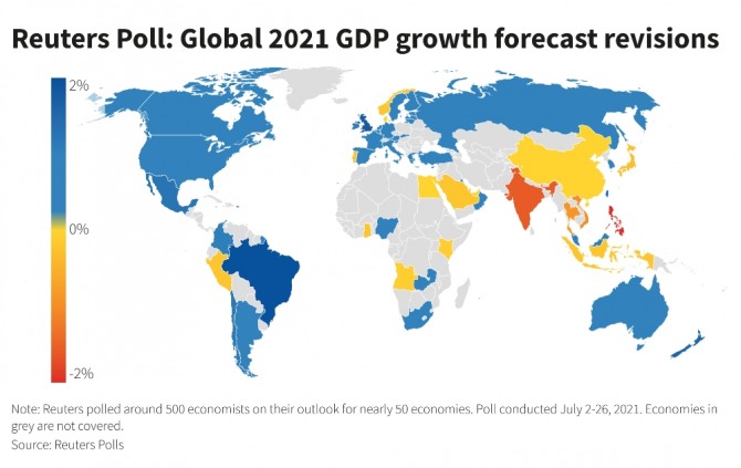 글로벌 경제전문가들의 올해 글로벌 경제성장 전망. 사진=로이터