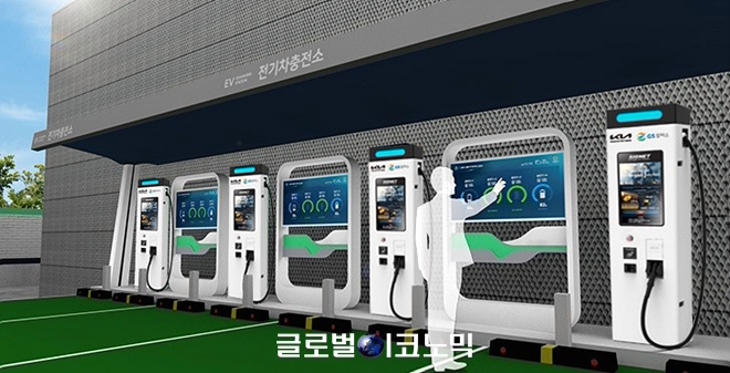 하이존 모터스가 리뉴 H2와 협력해 액화수소 충전소를 개발하겠다고 밝혔다. 사진은 기아가 제공한 전기차 충전소 예측도. 사진=기아