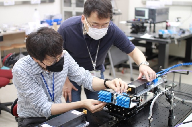 (왼쪽부터) LG-KAIST 6G 연구센터 김당오 연구원, 한국표준과학연구원 권재용 연구원. 사진=KAIST