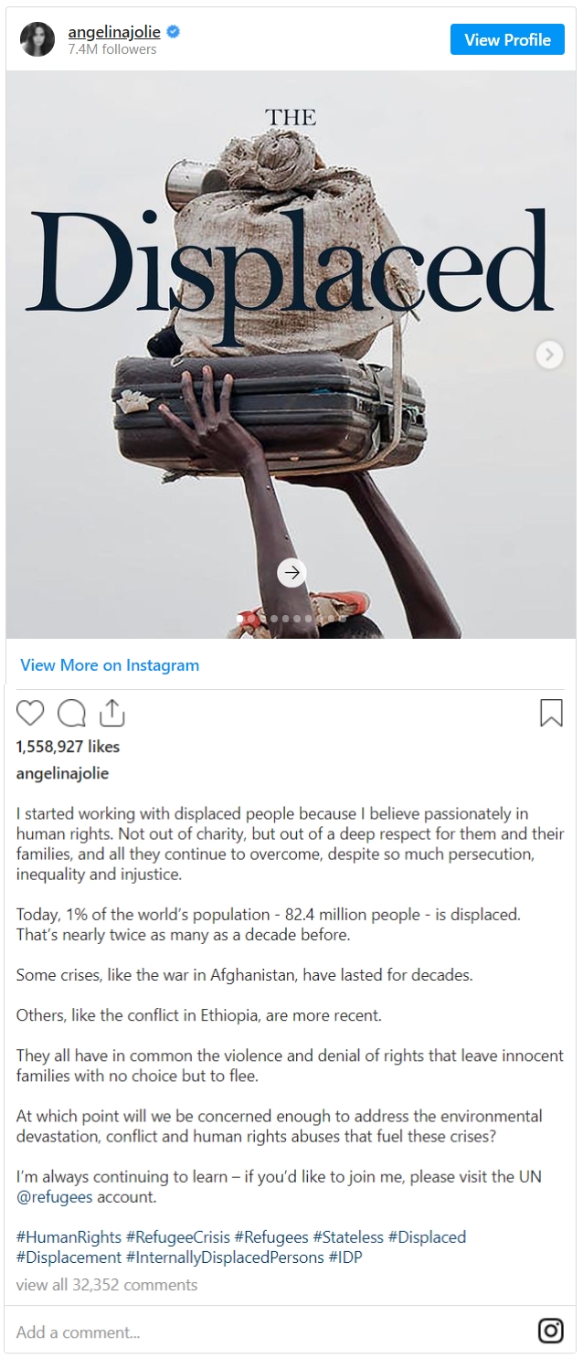 사진=안젤리나 졸리 인스타그램