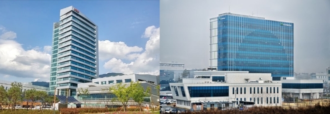 한국광물자원공사(왼쪽)와 한국광해관리공단(오른쪽) 본사 전경. 사진=각 사 
