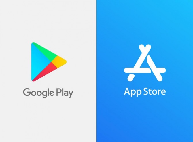 글로벌 앱 마켓의 양대산맥인 구글의 구글 플레이(왼쪽)와 애플의 앱 스토어. 사진=구글/애플
