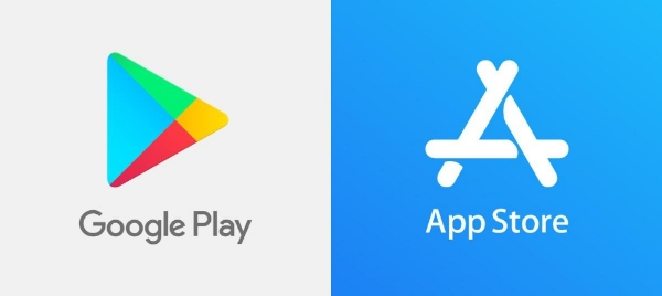 구글 플레이스토어(왼쪽)과 애플 앱스토어 로고. 사진=각 사