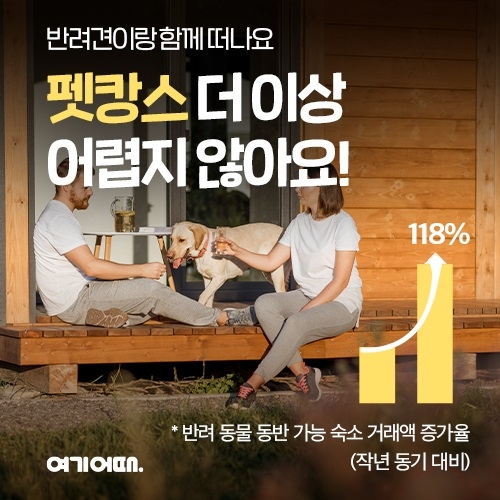 여기어때는 지난달 반려동물 동반 숙소의 수요가 전년 동기 대비 118％ 늘었다. 사진=여기어때