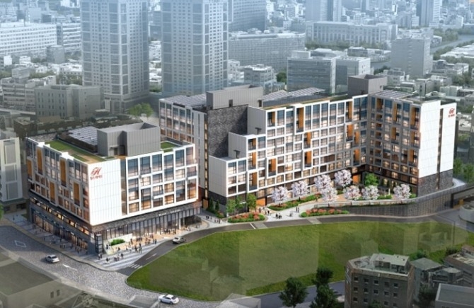 현대건설의 도시형 생활주택 ‘힐스테이트 남산’의 조감도. 자료=현대건설