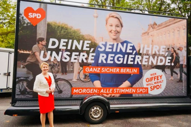 독일 사회 민주당(SPD)이 베를린에서 실시된 26일(현지시간) 선거에서 승리해 프란치스카 기피(Franziska Giffey·43)가 첫 여성 시장이 될 것으로 보인다. 사진=프란지스카 기피 페이스북