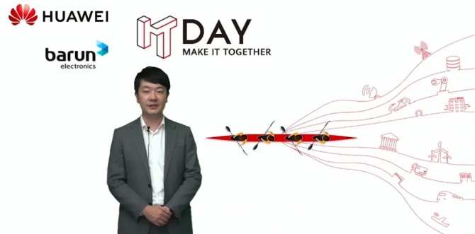 15일 화웨이와 바른전자가 ICT 웨비나를 개최한 가운데 한국화웨이 엔터프라이즈 사업부문 황디 부사장이 환영사를 하고 있다. 사진=화웨이