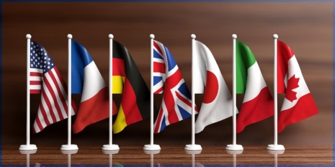 미국, 일본, 독일, 영국, 프랑스, 캐나다, 이탈리아 등 주요 7개국(G7) 국기.