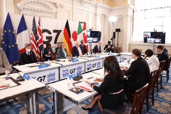 22일(현지시간) 영국 런던에서 열린 G7 통산관련 장관회의 모습. 사진=로이터