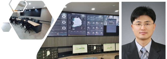 한국남동발전 KOEN 가상발전소 플랫폼 비즈니스센터에 구축된 브이젠의 가상발전소(왼쪽) 모습과 백승엽(오른쪽) 브이젠 대표. 사진=브이젠 