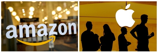 아마존 로고와 애플 이미지. 사진=로이터