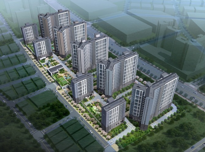 호반건설이 부산 에코델타시티(시범 스마트시티) 7블록에 짓는 '호반써밋 스마트시티'의 조감도. 사진=호반건설