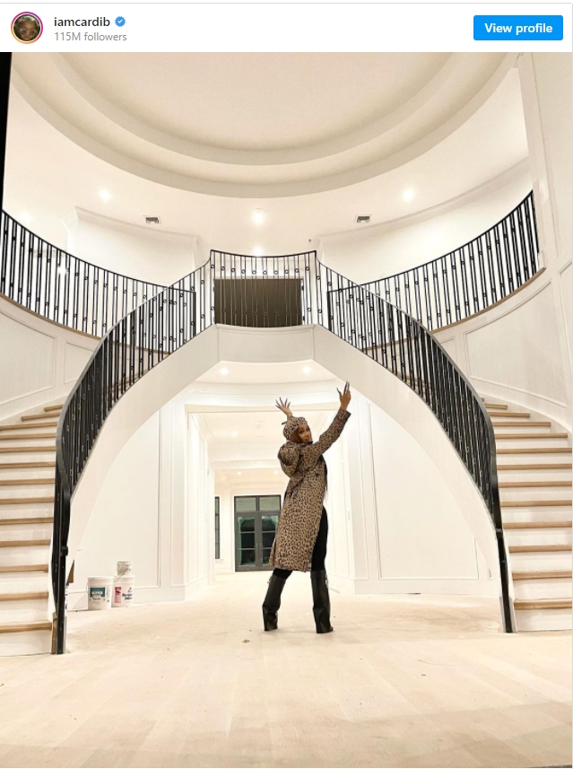 미국 유명 래퍼 카디 비가 지난 9월 뉴저지에 585만 달러를 들여 새 주택을 매입했다. 사진=카디 비 인스타그램