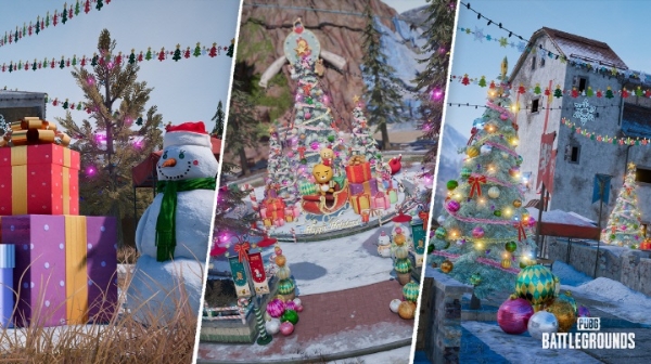 크리스마스·카카오프렌즈 테마로 꾸며진 '펍지: 배틀그라운드' 속 '비켄디'의 모습. 사진=크래프톤